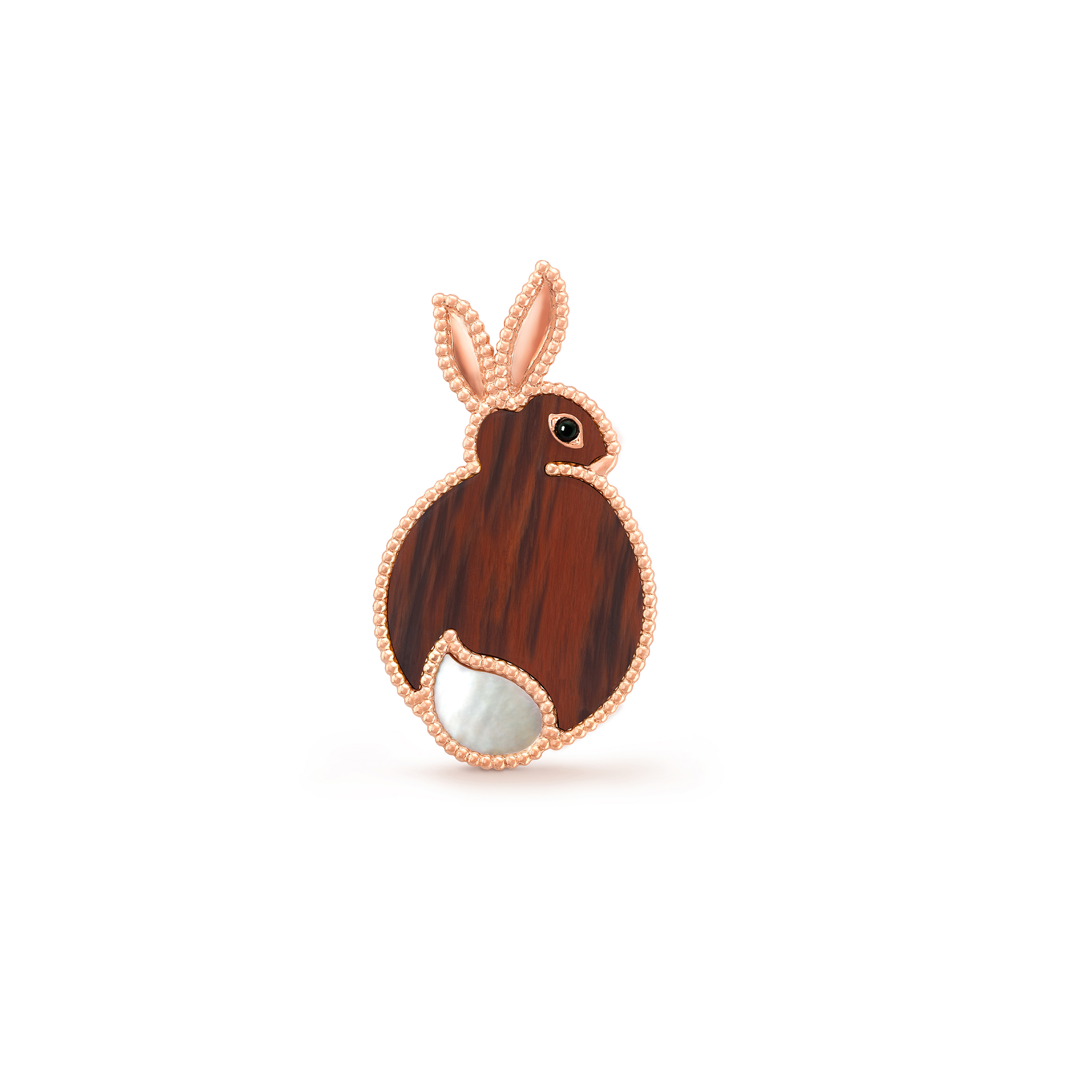 VAN CLEEF ARPELS LUCKY ANIMALS RABBIT CLIP - ROSE GOLD, MOTHER-OF-PEARL, OBSIDIAN, ONYX  VCARP7UN00